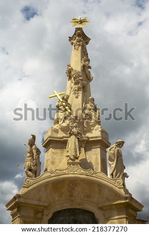 The historic baroque column in Pecs, Hungary.
