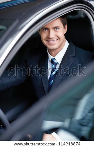 Mature businessman in the car
