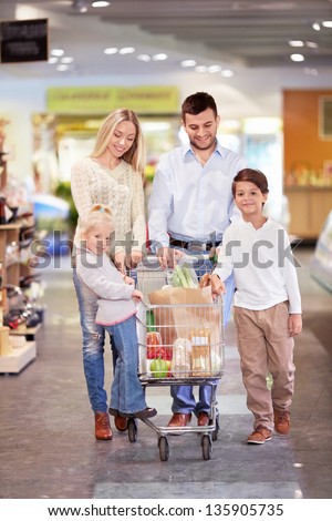 Family with children in a store