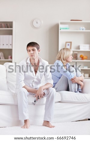 Young couple quarreled looking in different directions
