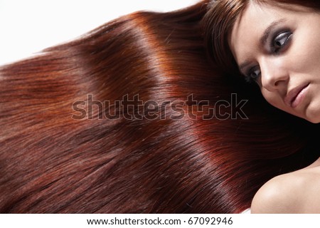 Girl with beautiful hair on a white background
