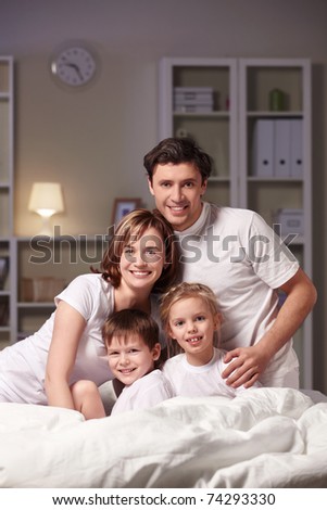 Families with children in the evening at home