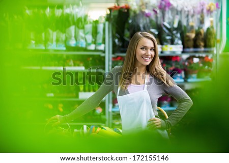 Young florist shop flowers