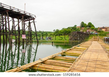 Longest  wooden bridge it broken in Thailand.