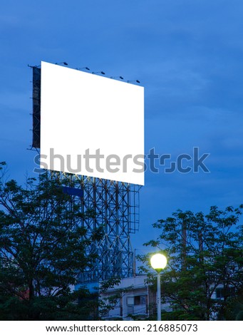 Blank billboard at twilight time for advertisement.
