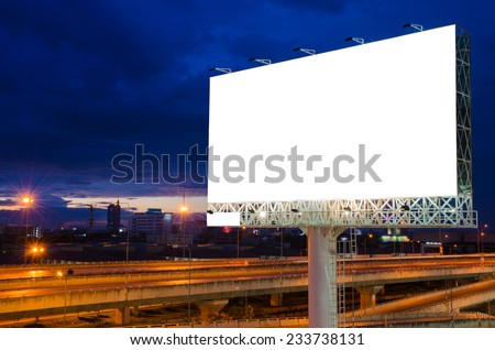 Blank billboard at night for advertisement Blank billboard at night for advertisement