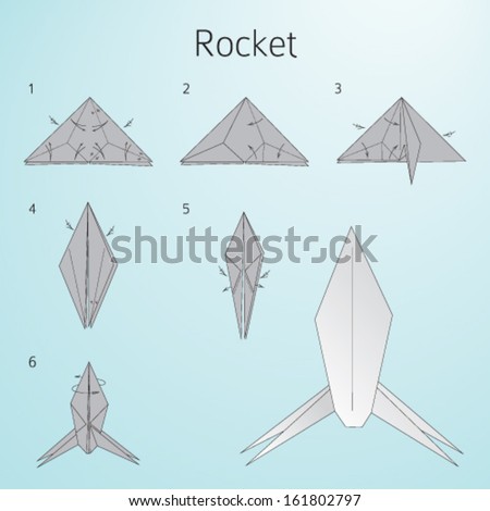 Royalty Free Stock Photos and Images: Origami paper rocket. Instructions for assembly Hqstockphotos.com