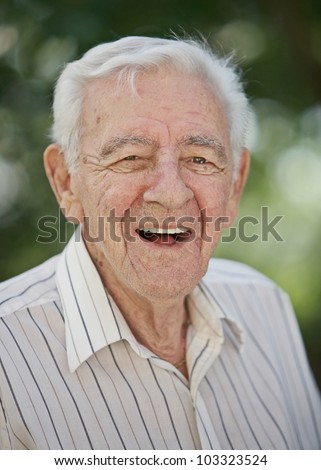 Laughing 90 year old elder senior healthy man portrait