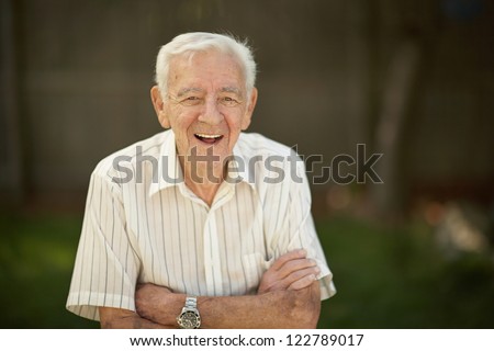 Laughing 90 Year Old Senior Elder Man Outside
