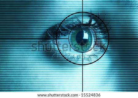 High-tech technology background with targeted eye scan