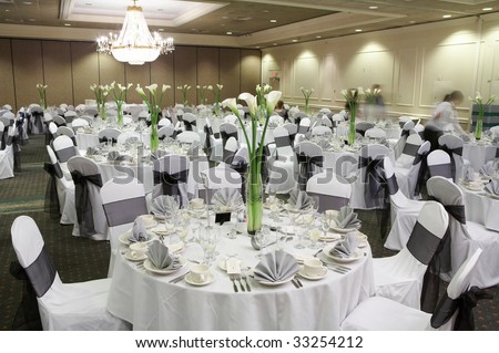 stock photo Fancy wedding reception area ready for guests and the party