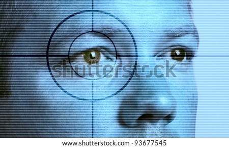 High-tech technology background with eye scan man