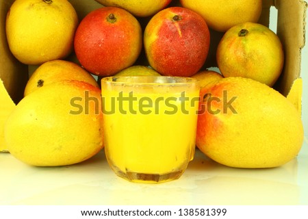 mango display with mango juice