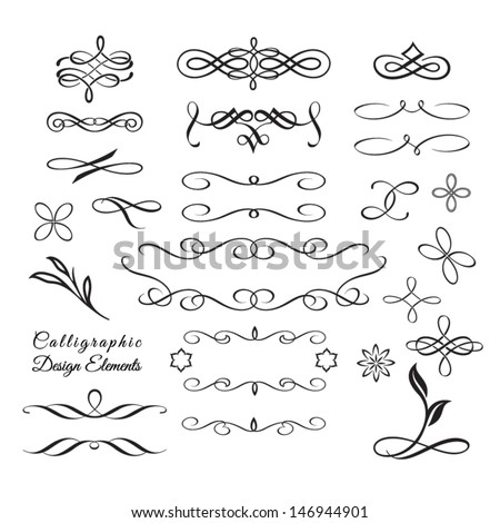 Calligraphic decorative elements in vector format Ideal for creative layout greeting cards invitations books brochures stencil and many more uses Calligraphic decorative elements in vector format Ideal for creative layout greeting cards invitations books brochures stencil and many more uses