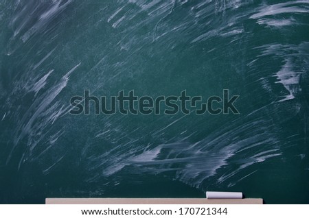 Chalk rubbed out on board. Blank chalkboard, blackboard texture with copy space.