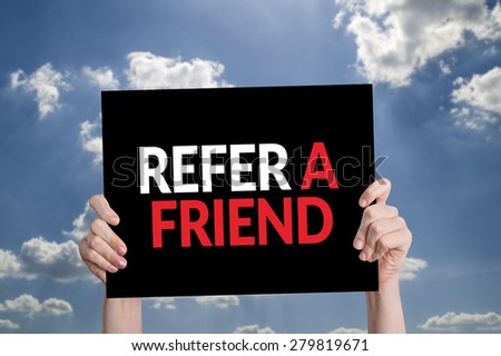 Refer a Friend card with sky background