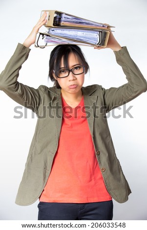 tired asian working woman frustrated at work