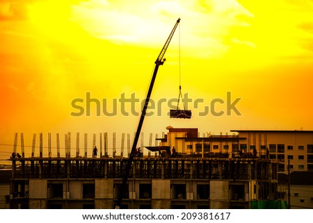 construction site in nearly sun set time