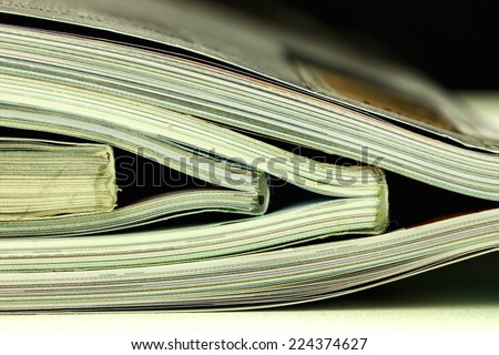 many magazines stack, close up shooting