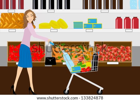 The woman in grocery shop