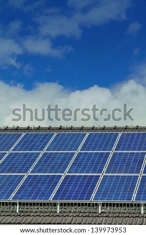 Solar Panels on a Family House Roof