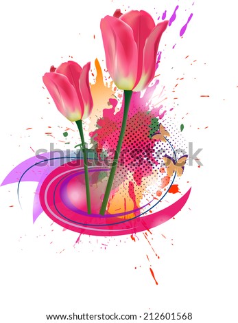 Vector flower tulip. Vector background with Flower.