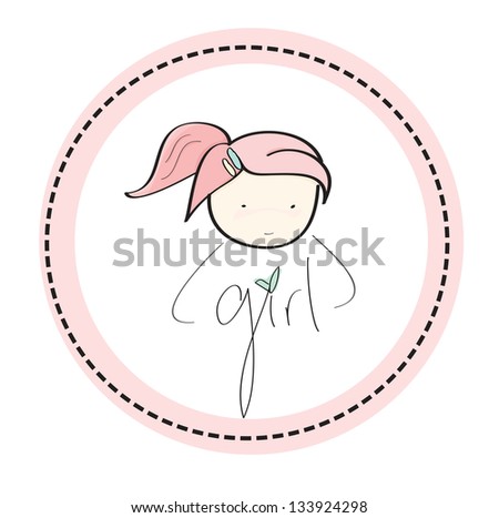 Cute girl with pink hair logo sticker