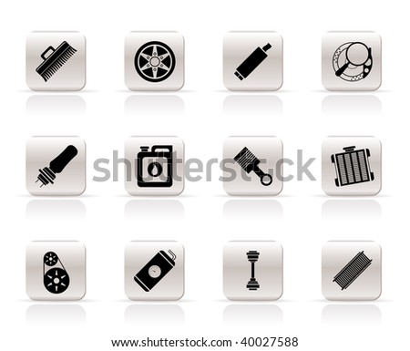 Realistic Car Parts And Services Icons - Vector Icon Set 2 - 40027588