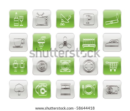 hotel icon set. stock vector : Hotel and Motel objects icons - vector icon set