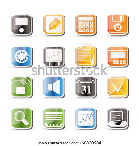 Simple Business, Office and Finance Icons - Vector Icon Set