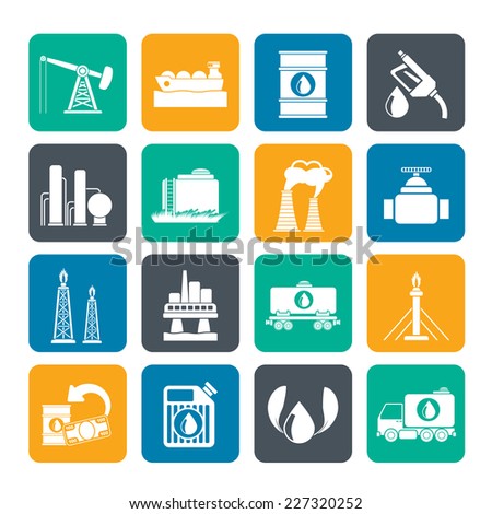 Silhouette Petrol and oil industry icons vector icon set Silhouette Petrol and oil industry icons vector icon set