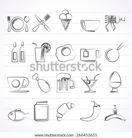 Food, drink and restaurant icons- vector icon set