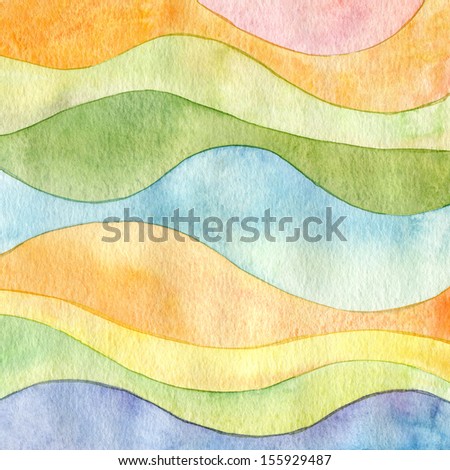 Abstract Wave Watercolor Painted Background