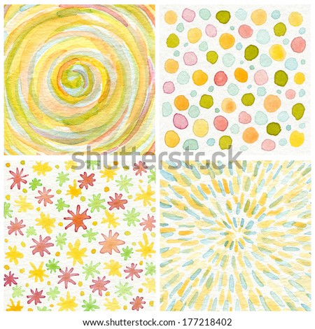 Set of abstract watercolor hand painted background. Paper texture.