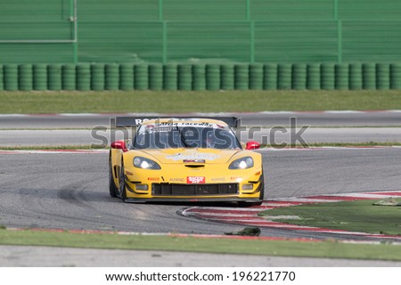 MISANO ADRIATICO, Rimini, ITALY - May 10:  A Corvette Z06 GT3 of RC MOTORSPORT team, driven By BENEDETTI Roberto (ITA) and D\'AMICO Kevin (ITA),  the C.I. Gran Turismo car racing on May 10, 2014
