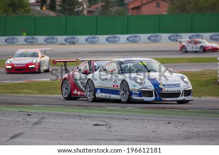 MISANO ADRIATICO, Rimini, ITALY - May 10:  A Porsche 911 GT3 Cup of Antonelli Motorsport team, driven By NEGRA PIETRO (ITA), the ,Porsche Carrera Cup car racing on May 10, 2014