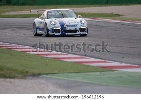 MISANO ADRIATICO, Rimini, ITALY - May 10:  A Porsche 911 GT3 Cup of Antonelli Motorsport team, driven By NEGRA PIETRO (ITA), the ,Porsche Carrera Cup car racing on May 10, 2014