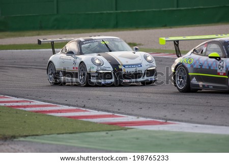 MISANO ADRIATICO, Rimini, ITALY - May 10:  A Porsche 911 GT3 Cup of Antonelli Motorsport team, driven By NEGRA PIETRO (ITA), the ,Porsche Carrera Cup car racing on May 10, 2014 in Misano Adriatico