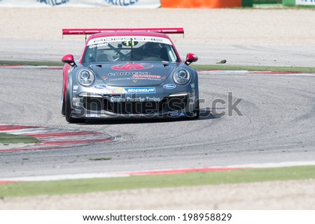 MISANO ADRIATICO, Rimini, ITALY - May 10:  A Porsche 911 GT3 Cup of Antonelli Motorsport team, driven By GIRAUDI Gian Luca (ITA), the ,Porsche Carrera Cup car racing on May 10, 2014