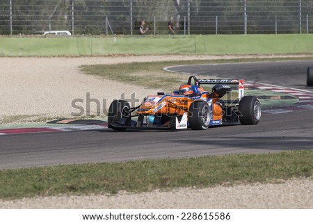 Imola, Italy - October 11, 2014: Dallara F312 - Mercedes of kfzteile24 Motorsport  Team, driven by Auer Lucas (Aut) in action during the Fia Formula 3 European Championship