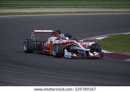 Imola, Italy - October 11, 2014: Dallara F312 R  Mercedes of Fortec Motorsport Team, driven by Ferrucci Santino (Usa) in action during the Fia Formula 3 European Championship