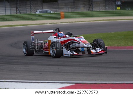 Imola, Italy - October 11, 2014: Dallara F312 R Ã¢Â?Â? Mercedes of Fortec Motorsport Team, driven by Ferrucci Santino (Usa) in action during the Fia Formula 3 European Championship