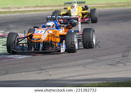 Imola, Italy - October 11, 2014: Dallara F312 -?? Mercedes of kfzteile24 Maucke Motorsport  Team, driven by Rosenqvist Felix (Swe) in action during the Fia Formula 3 European Championship