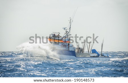 Fisherman's boat in the storm
