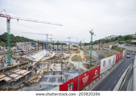 Istanbul 15/06/2014: the construction site of the new stadium of Besiktas football club, one of the most important football clubs in Istanbul.