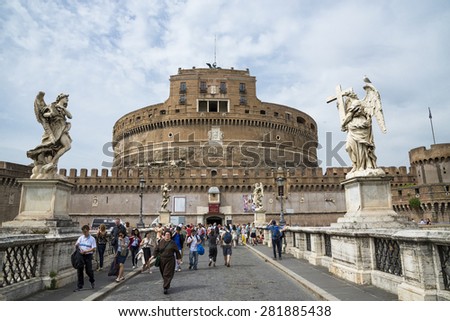 Rome 05-16-2015: Castel Sant'Angelo is one of the most visited monuments of Rome. During the centuries it was Pope's house and the last fortress of the Vatican State during the Italian unification war