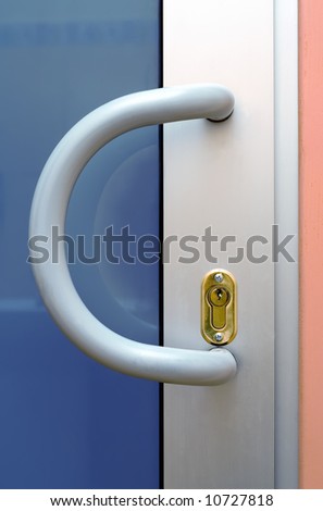 Close-up of the plastic door handle