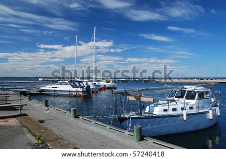 Some pleasure boats in a harbour of Oland island, Sweden