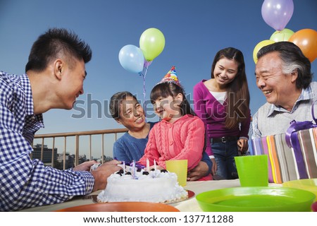 Birthday party, multi-generation family