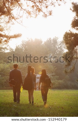 Teenagers hanging out in the park